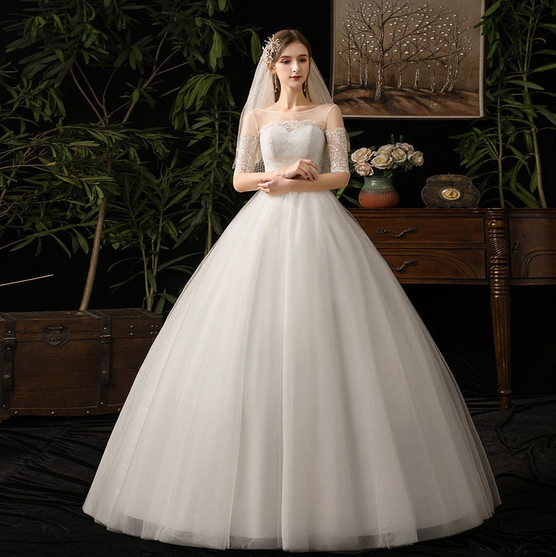 Wedding dress with sleeves