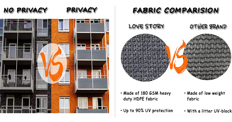 LOVE STORY Balcony Screen Privacy & Fabric Comparison
