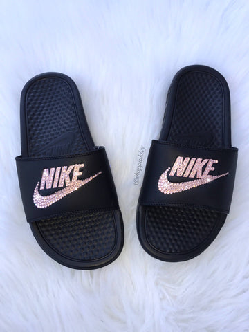 nike rose gold flip flops