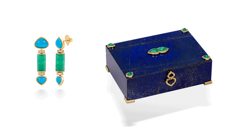 Marina B x Muzo Emerald Earrings and Box  Courtesy of Marina B