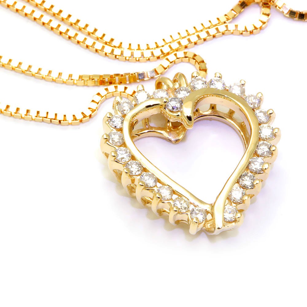 Elegant Heart Diamond Pendant in 14K 