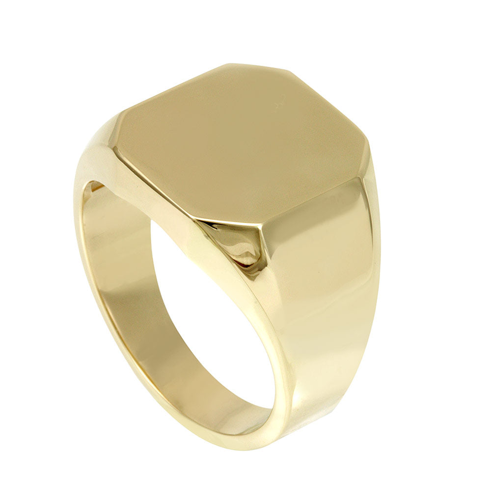 Men's Signet Ring in 14K Yellow Solid Gold, Men's Pinky Ring, Men's So ...