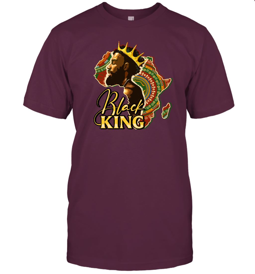 Black King Afro Man T-shirt Apparel Gearment Unisex Tee Maroon S