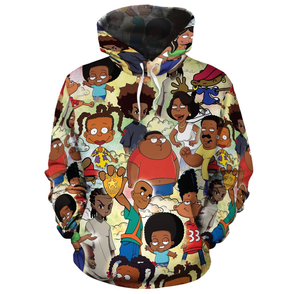 Download Black Animated Characters All Over Hoodie African Inspired Fashion Melaninful