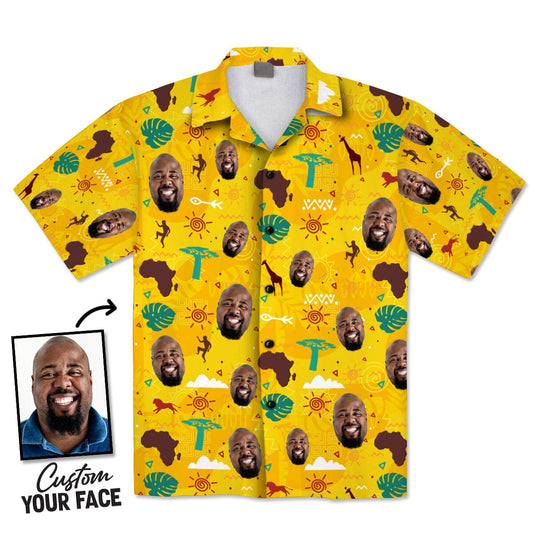Custom Face African Pattern Linen Hawaiian Shirt