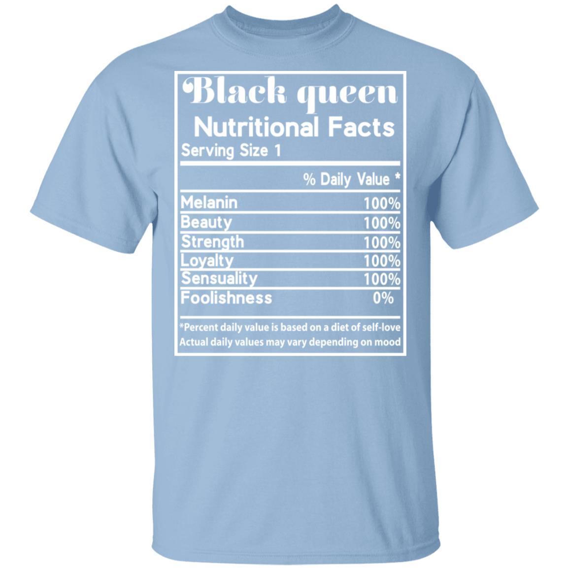 Black Queen Nutrition Facts T-shirt Apparel CustomCat Unisex Tee Light Blue S
