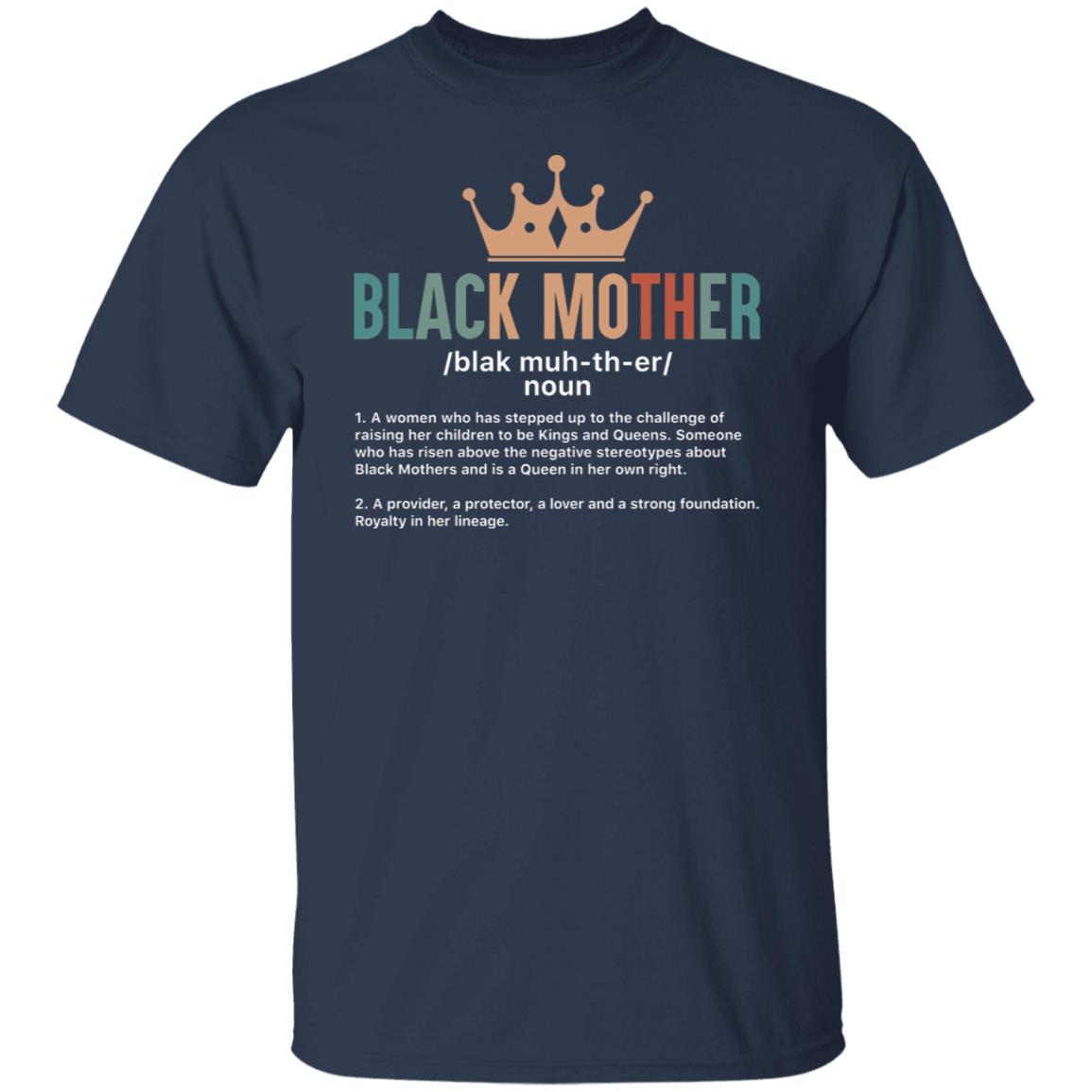 Black Mother T-shirt Apparel Gearment Unisex Tee Navy S