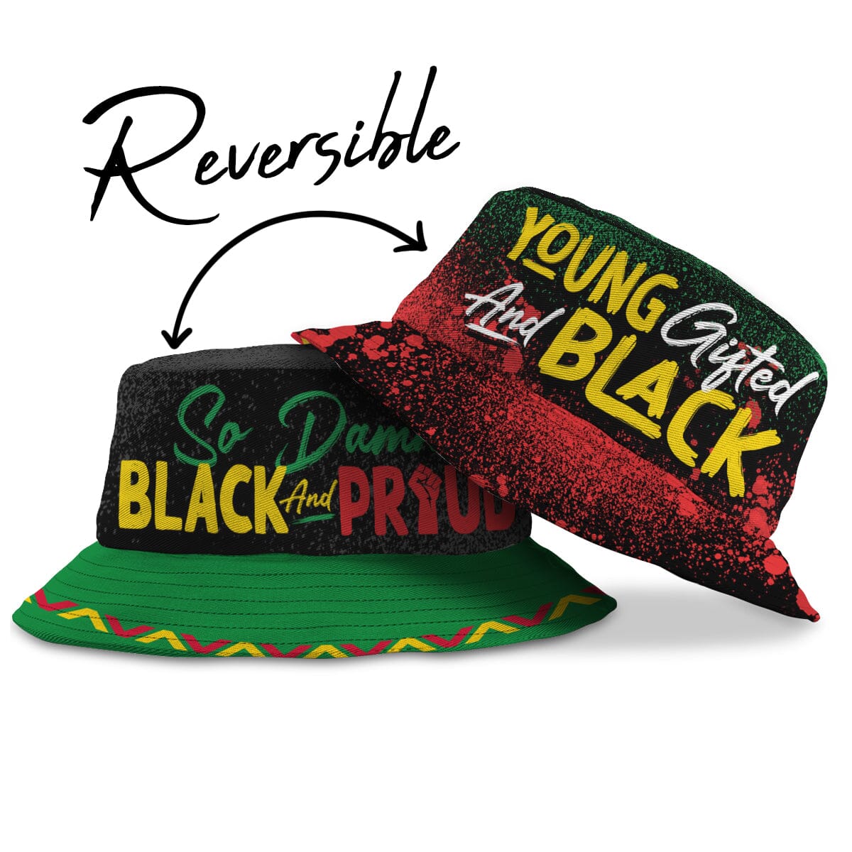 Young Gifted and Black Reversible Bucket Hat Reversible Bucket Hat Tianci 