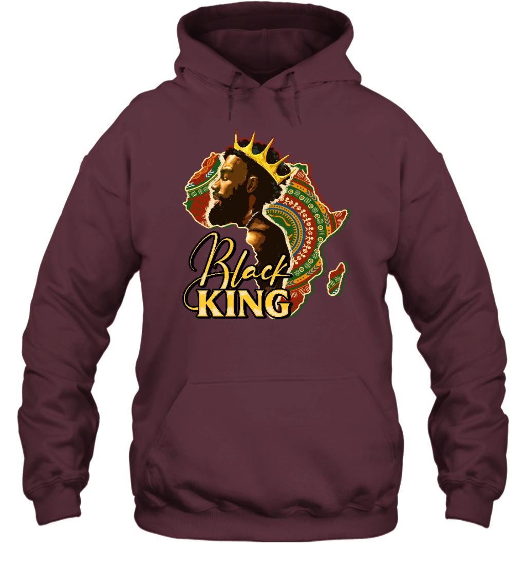Black King Afro Man T-shirt Apparel Gearment Unisex Hoodie Maroon S