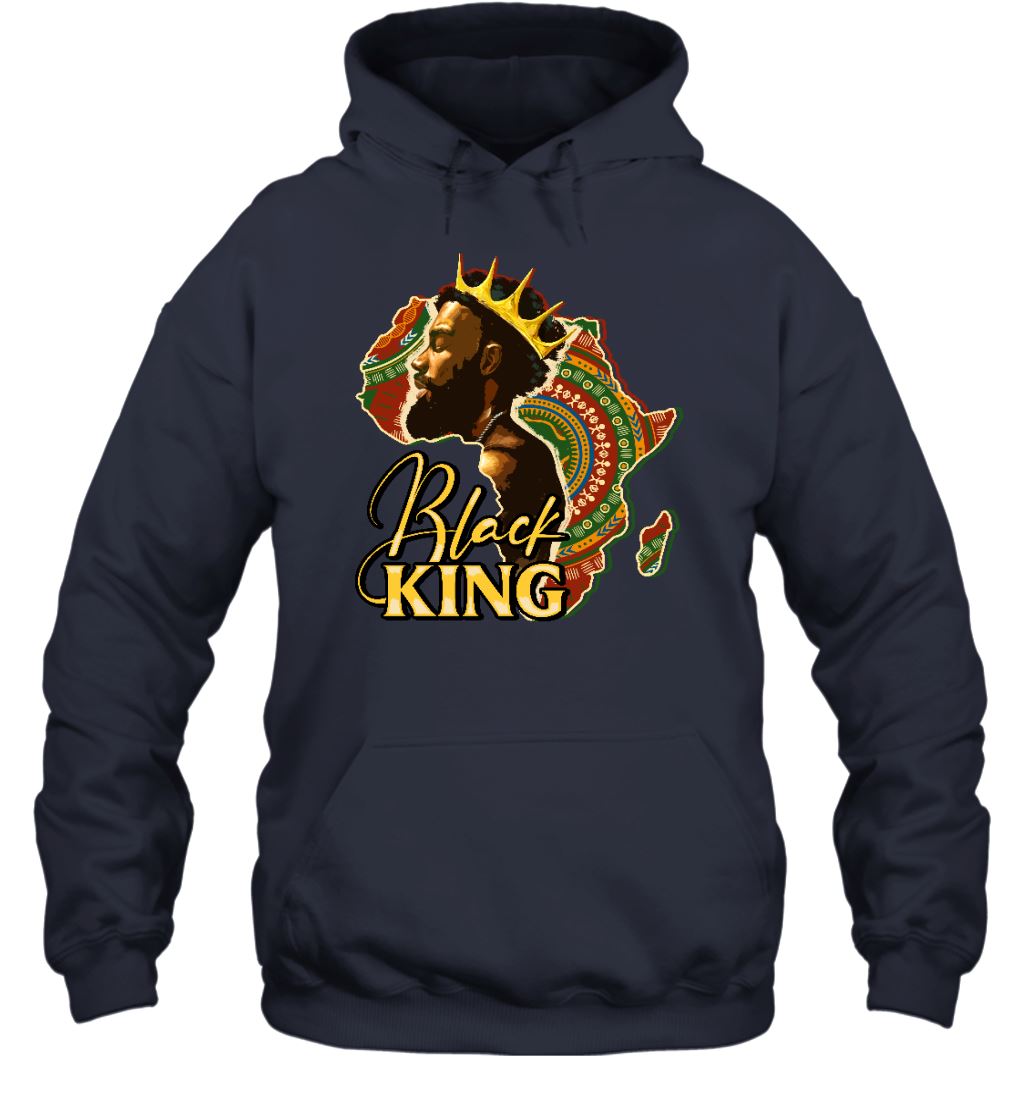 Black King Afro Man T-shirt Apparel Gearment Unisex Hoodie Navy S