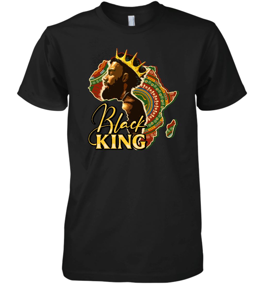 Black King Afro Man T-shirt Apparel Gearment Premium T-Shirt Black XS
