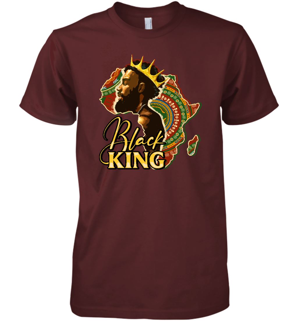 Black King Afro Man T-shirt Apparel Gearment Premium T-Shirt Maroon XS