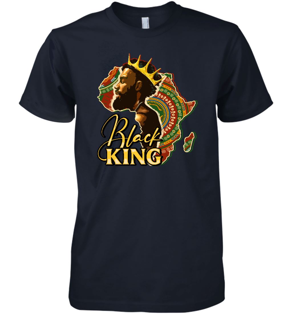 Black King Afro Man T-shirt Apparel Gearment Premium T-Shirt Navy XS
