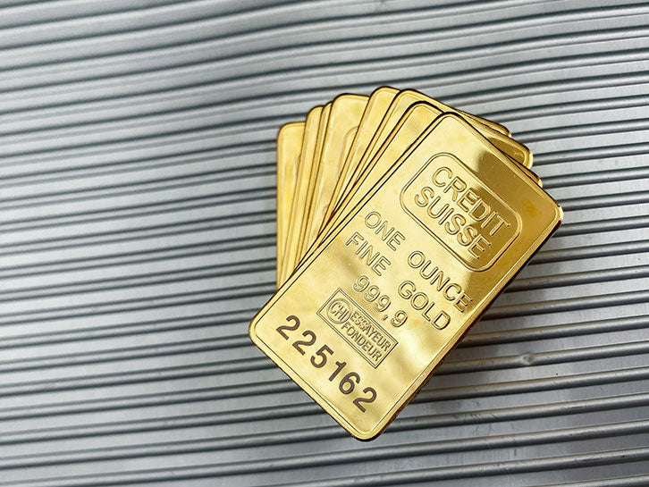 A stack of Credit Suisse gold bars