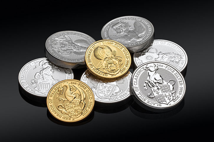 A variety of gold and silver bullion rounds