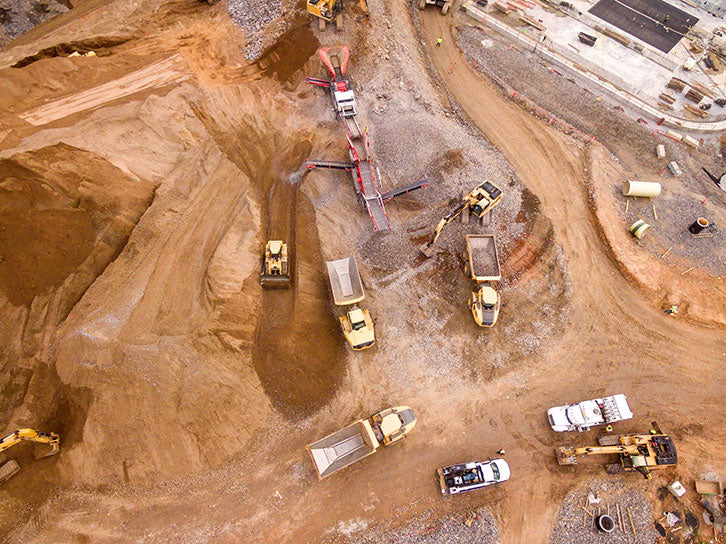 Aerial view of a gold mine in operation