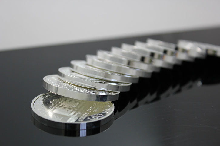 Pile of silver bullion coins
