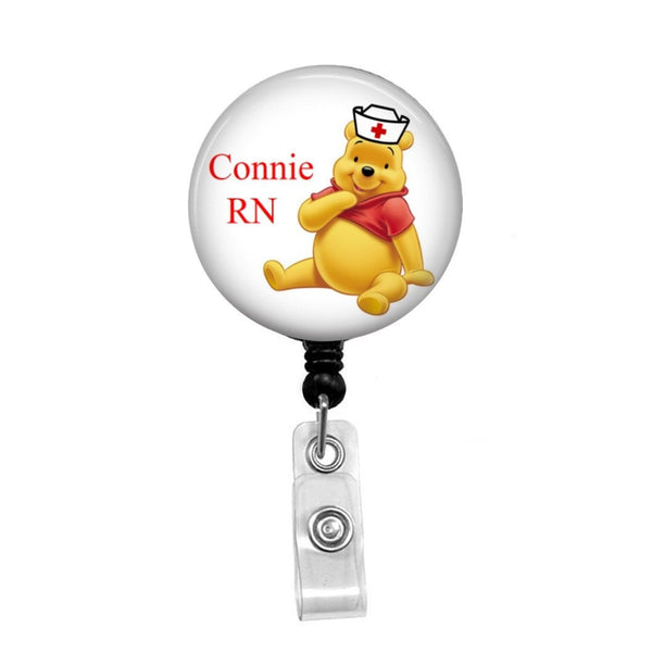 Winnie The Pooh Nurse - Retractable Badge Holder - Badge Reel