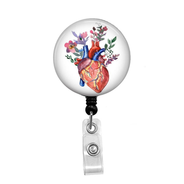 Anatomical Heart Retractable Badge Reels, Cardiovascular ID Badge