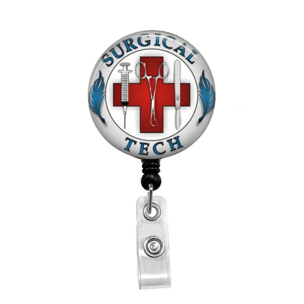 Surgical Tech Badge Reel, Personalized ID Badges Surgical Technicians, Scissors Scalpel, St Badge-RN