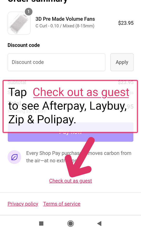 Where to enter Shopify discount code - Mobile 2/2
