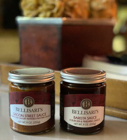 Bellisari's Barista Sauce and Saigon Street Sauce next to eachother