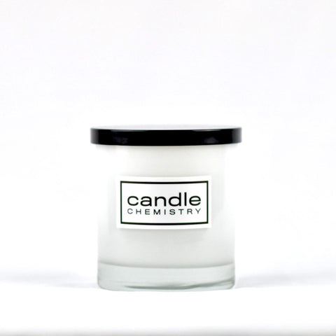 Candle chemistry gloss white candle with black lid