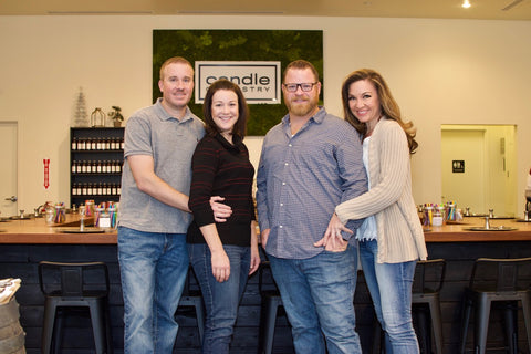 Image of Candle Chemistry Owning Partner- Left to right Chris, Laurie, Ron, Salina