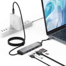 Load image into Gallery viewer, USB C 5 Port Hub with Charging Cable