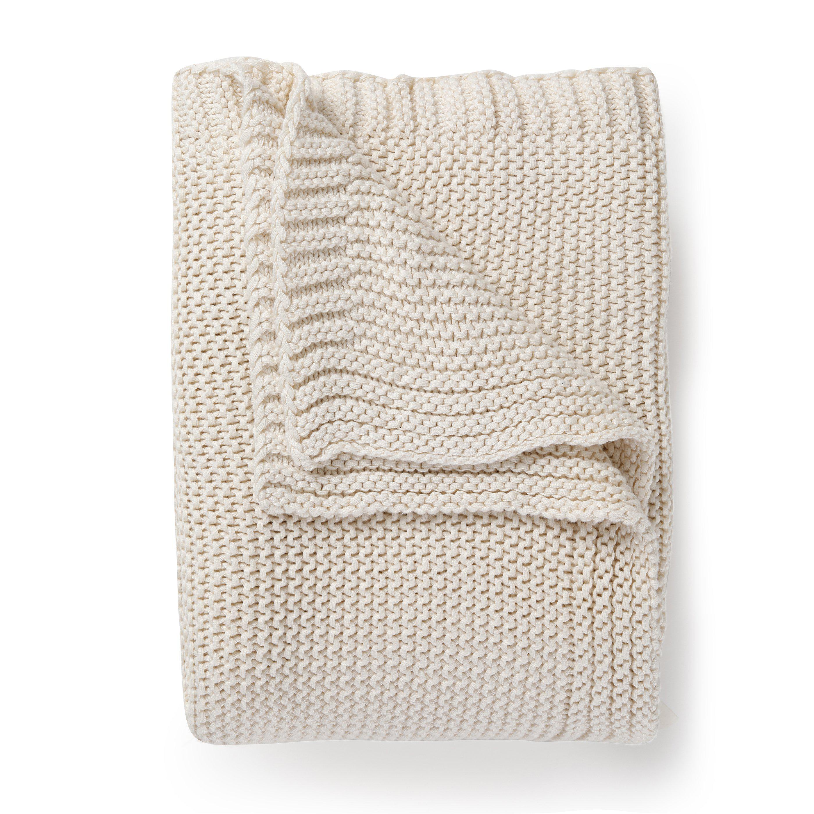 Chunky Knit Throw Blanket - Ella Ivory | Makemake Organics