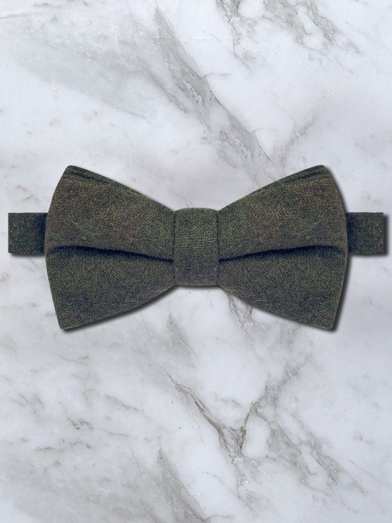 Olive Green Wool Bow Tie