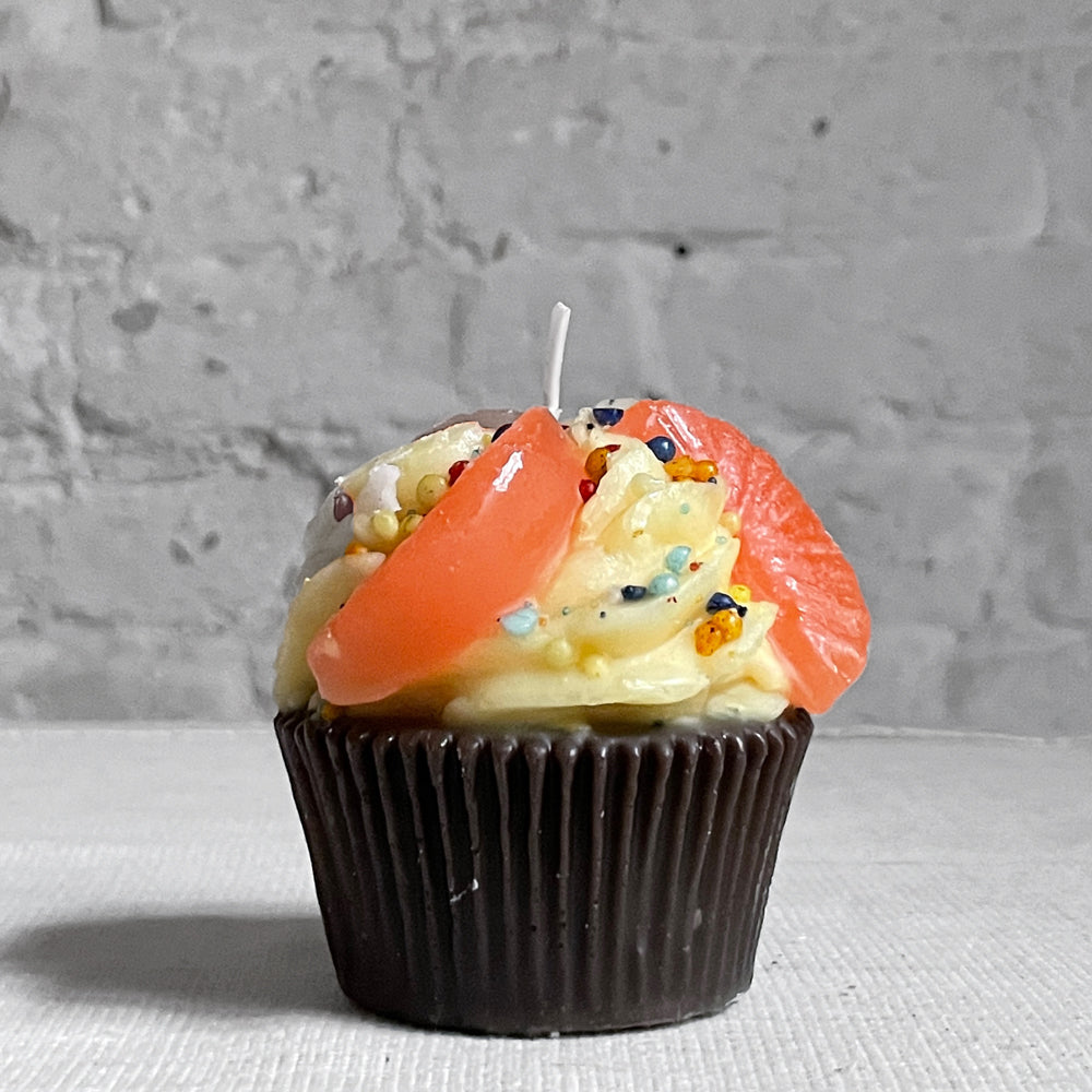 Orange Slices Frosting with Sprinkles Cupcake Candle