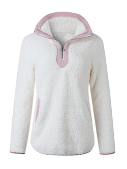 pink half zip pullover