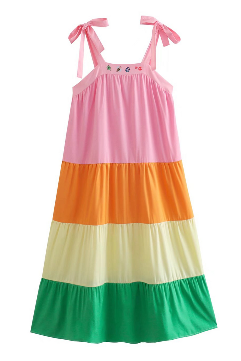 'Remy' Rainbow Sleeveless Tiered Dress – Goodnight Macaroon