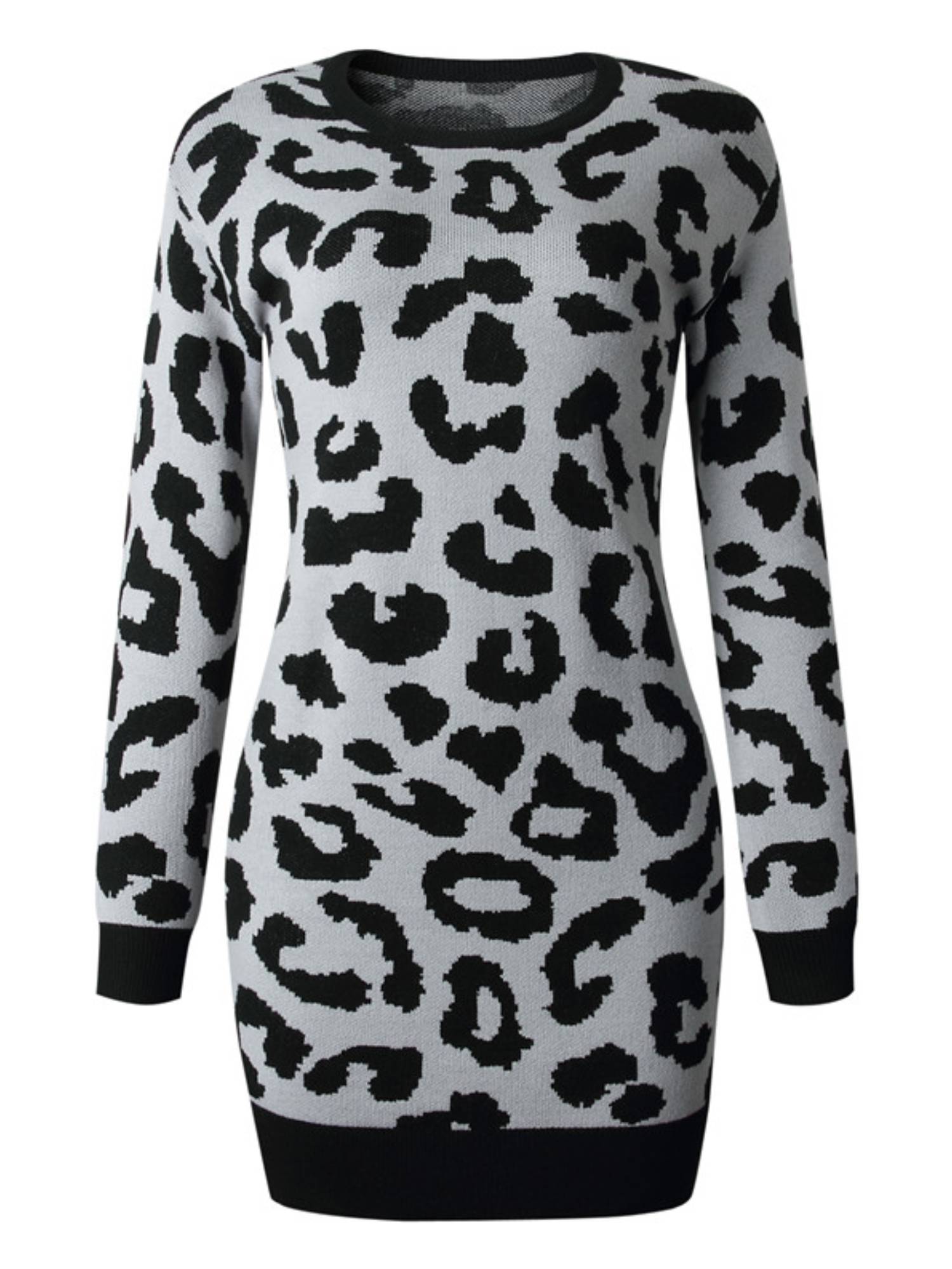 leopard print turtleneck dress