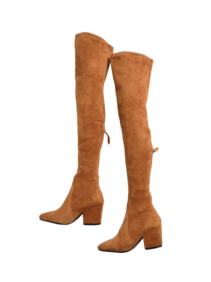 Marlo' Tan Over The Knee Suede Leather 