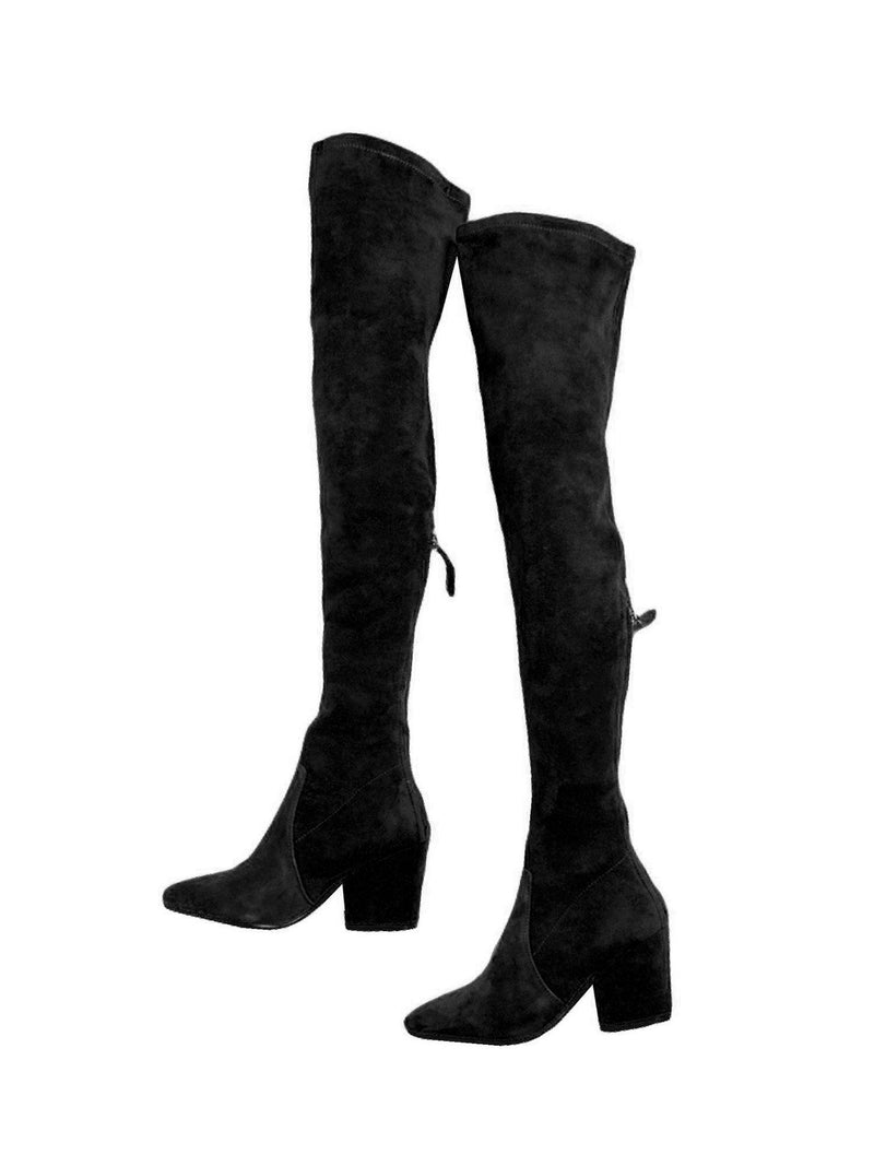 over the knee black suede boots