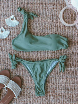 green one shoulder bikini