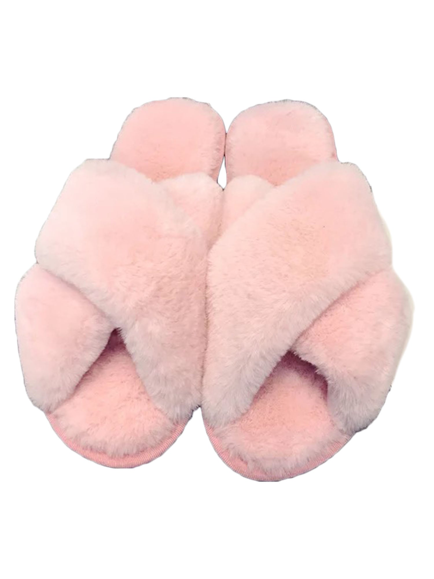 cross fur slippers
