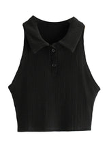 'Cecily' Polo Buttoned Ribbed Tank Top (3 Colors)