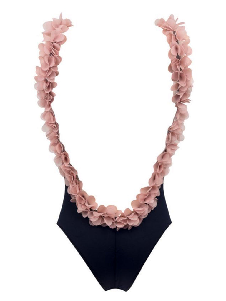 'Eve' Pink Feather Trim Swimsuit Bathing Suit – Goodnight Macaroon