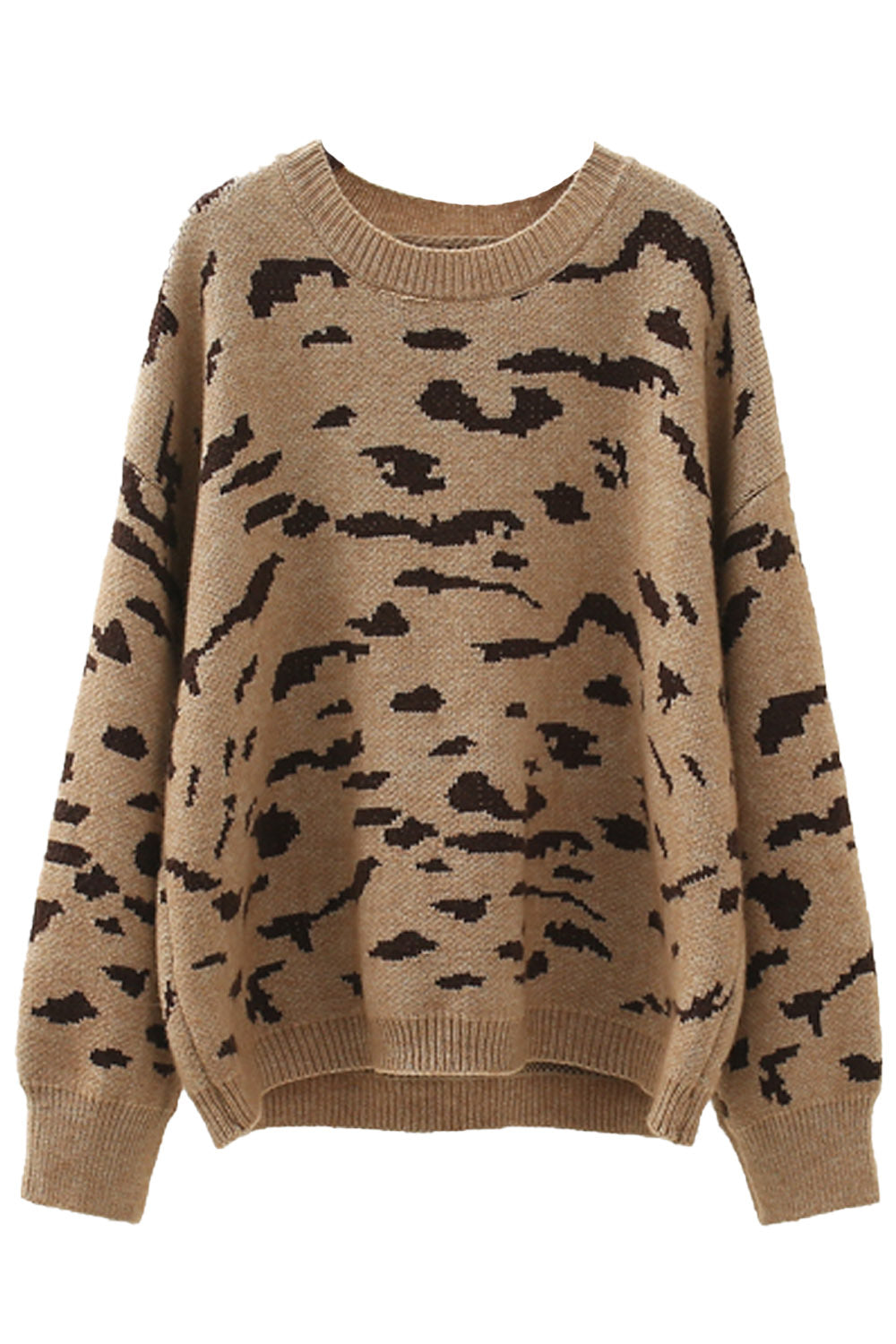 Stella Leopard Print Crewneck Sweater 3 Colors Goodnight Macaroon