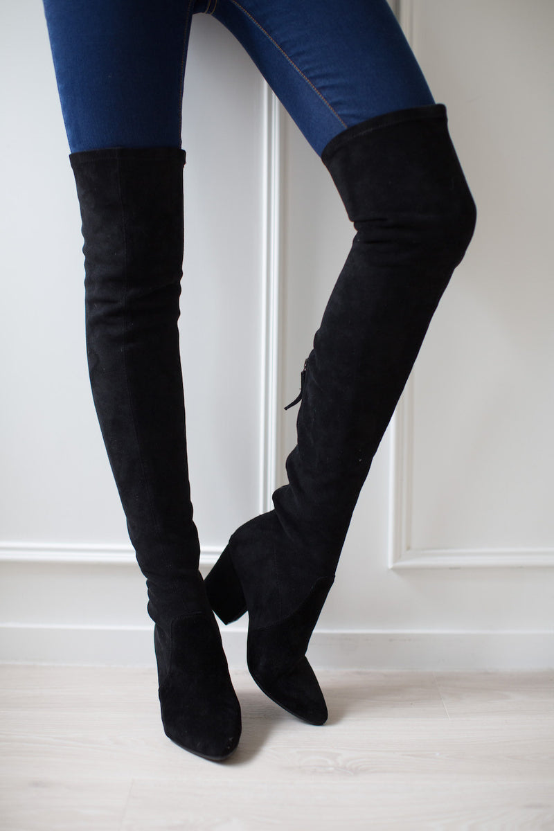 over the knee suede leather boots