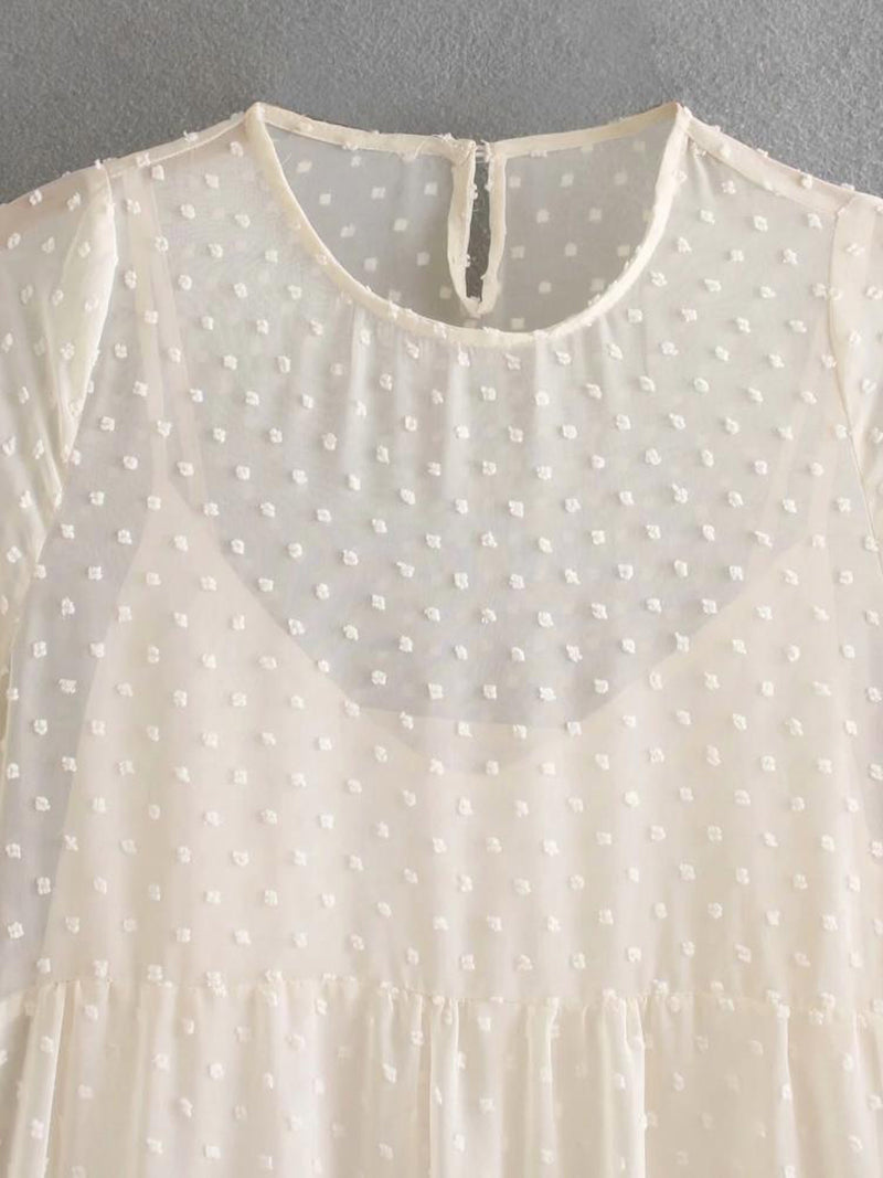 zara white sheer polka dot dress