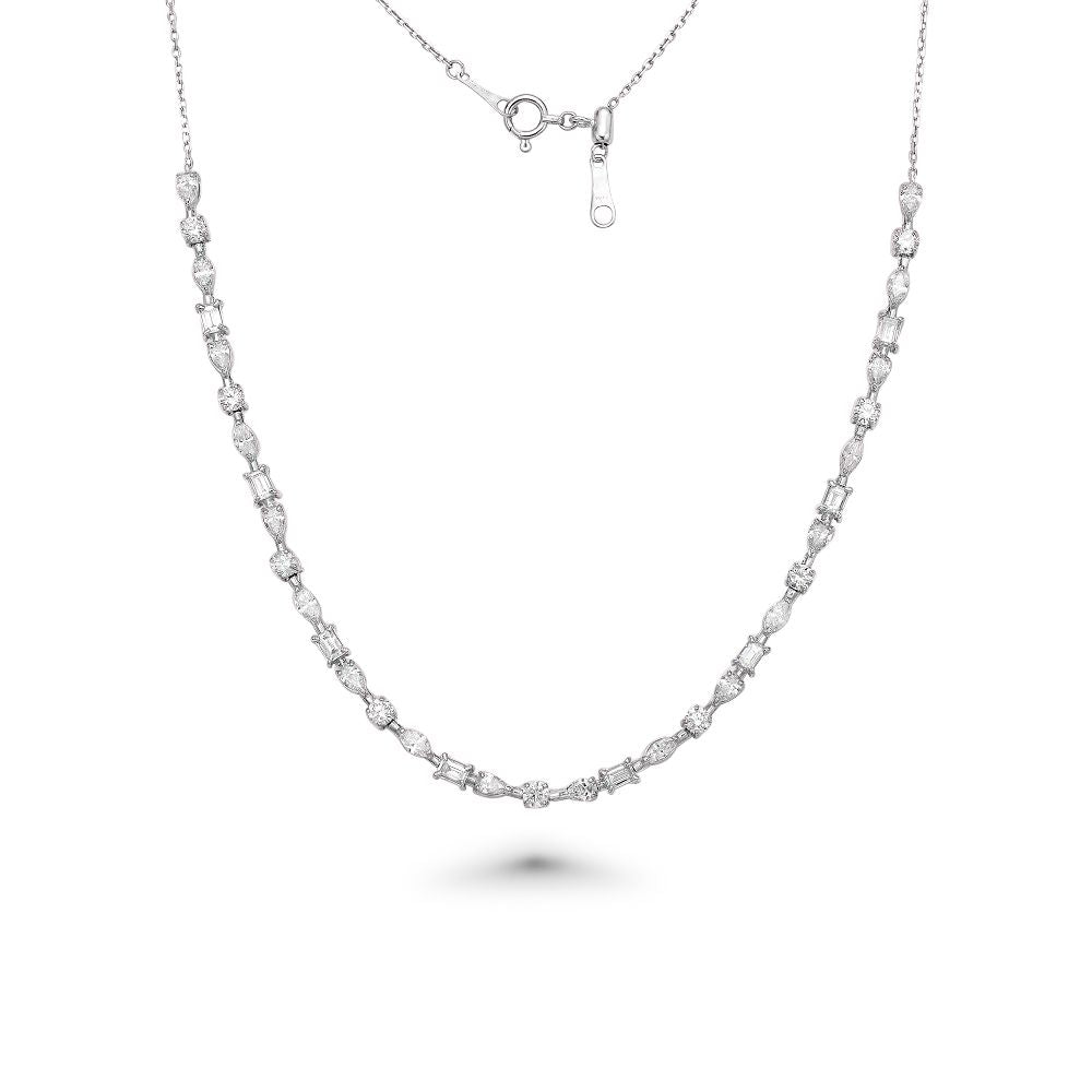 18 Karat White Gold Multi Shape Diamond Inline Necklace – The Estate Watch  And Jewelry Company®
