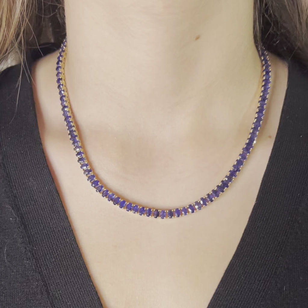 18K Blue Sapphire and Diamond Necklace - 220-3876
