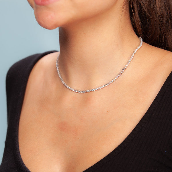 10 carat Round Lab Diamond Tennis Necklace with Chain | Lauren B Jewelry