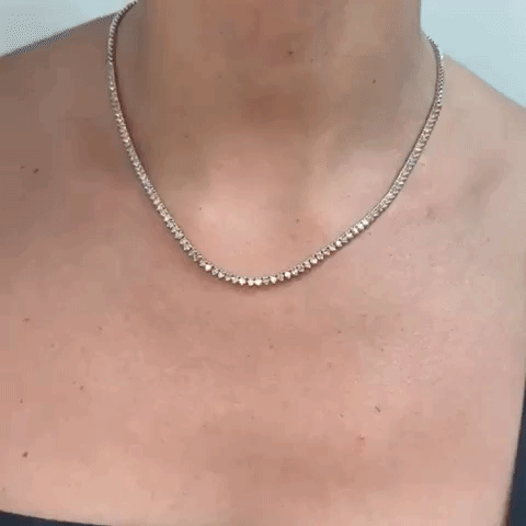 Half Way Bezel-Set Heart Shape Diamond Tennis Necklace
