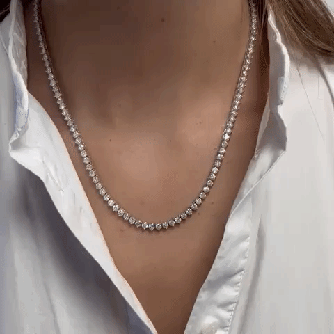14KT Gold Blanche Three Prong Perfect Diamond Tennis Necklace – DilaraSaatci