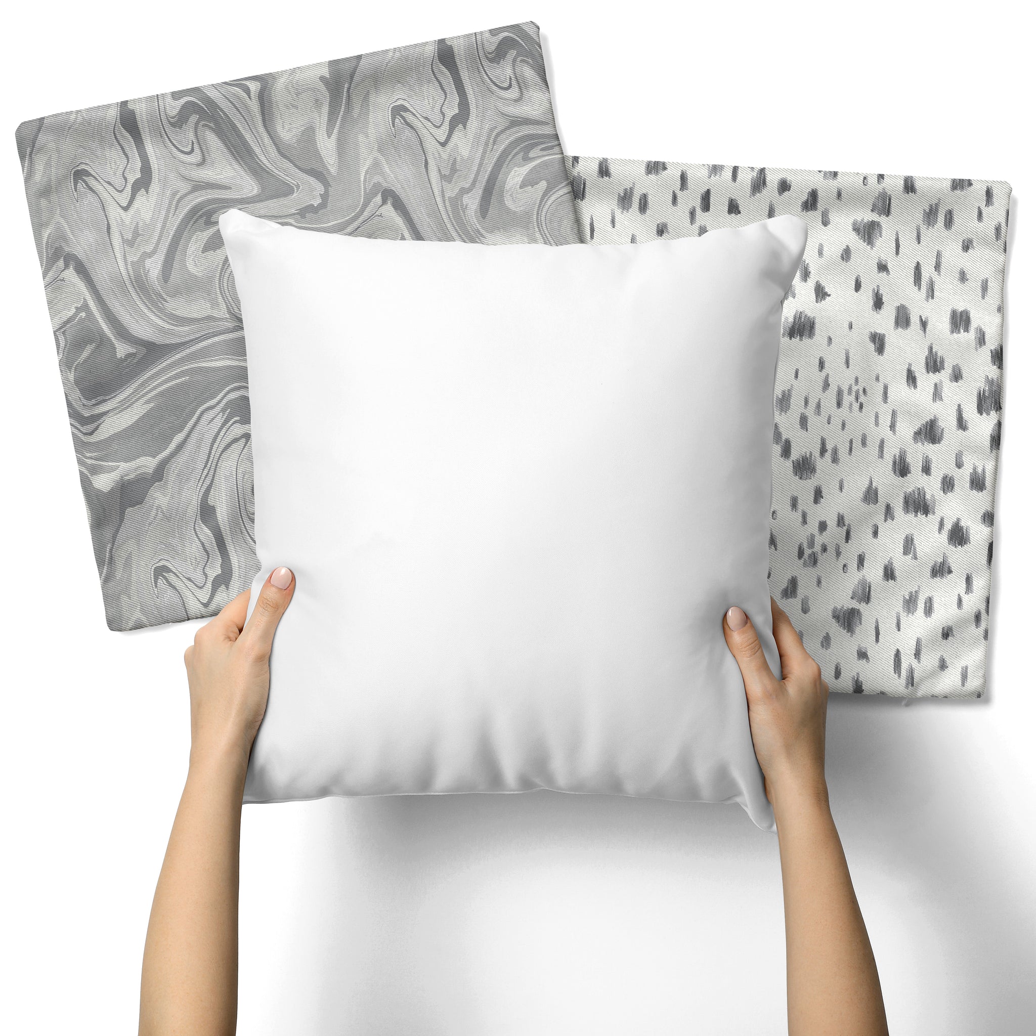 woman holding pillow insert